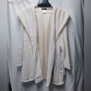 Slinky Brand Cream Faux Fur Open Jacket